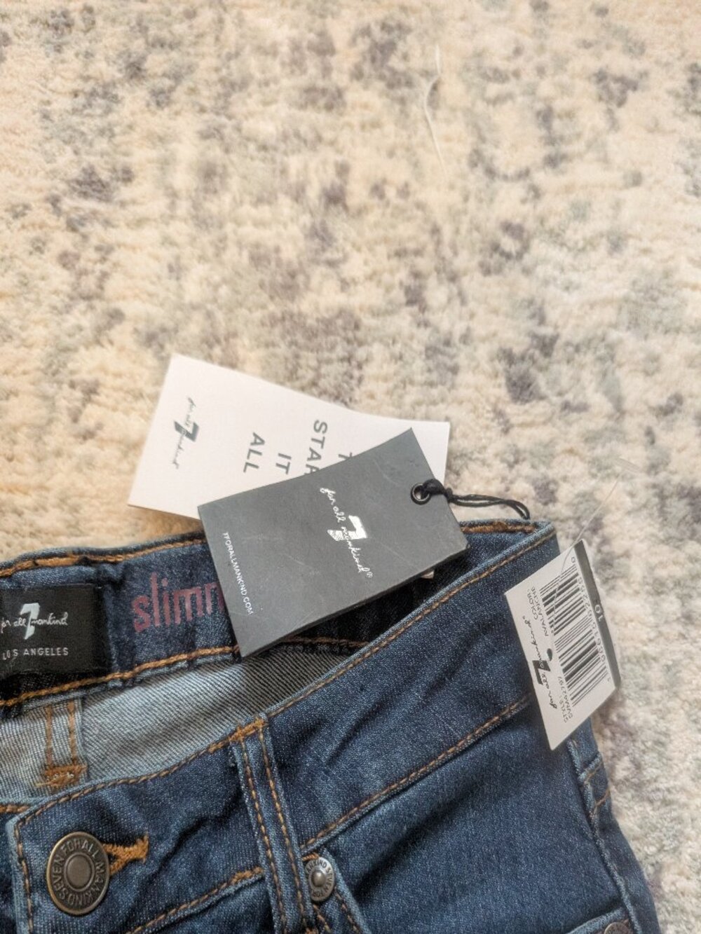 7 For All Mankind Slimmy Jeans Boys Size 10 NWT Slim Straight Dark Wash Denim - Picture 4 of 8